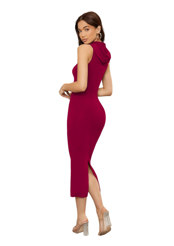 Women’s Sleeveless Hoodie Bodycon Midi Dress - Image 2
