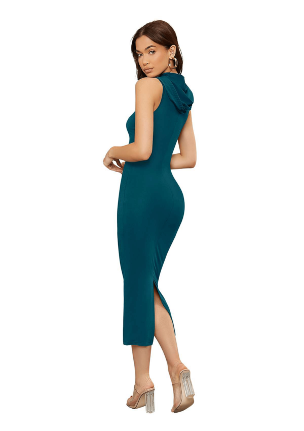 Women’s Sleeveless Hoodie Bodycon Midi Dress - Image 4
